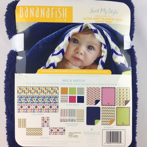 New Bananafish Green Elephant Navy Blue Plush Baby Blanket Just My Style