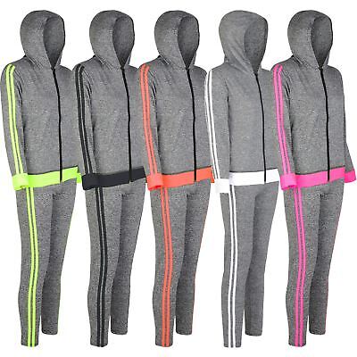 Ladies Leggings Hooded Zip Jacket Sport Set Women Active 2 Side Yoga Outfit S-XL