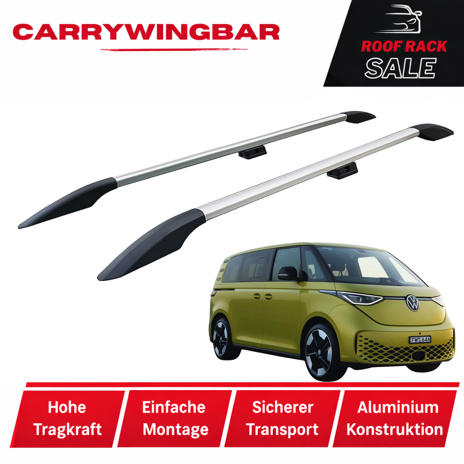 Volkswagen ID Buzz SWB L1 2022-2026 Dach Seitenreling Silber Aluminium 2PCS