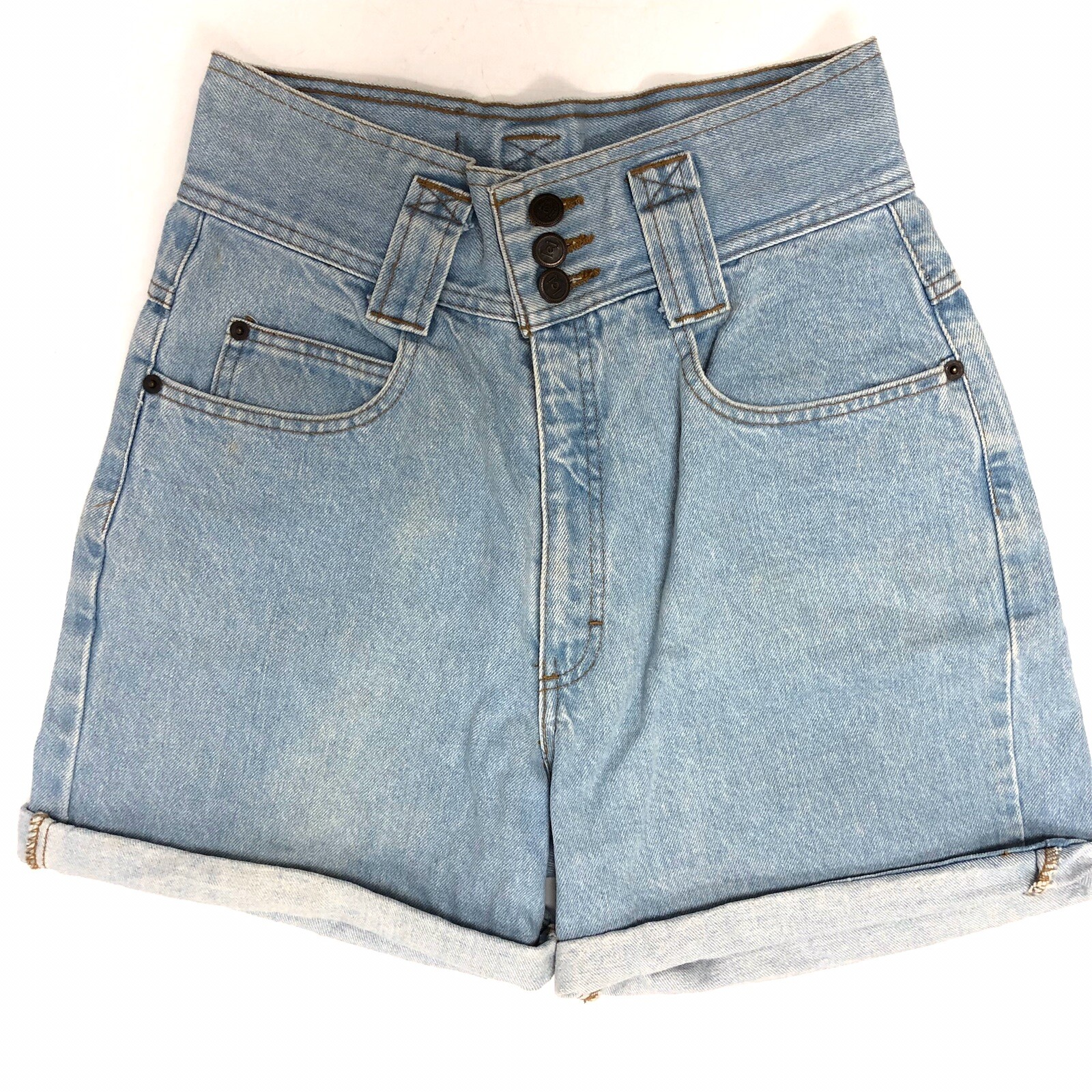 Hi Waist Button Denim MOM Shorts 