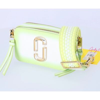 Marc Jacobs Snapshot Fluoro Edge Crossbody Neon Green Woven