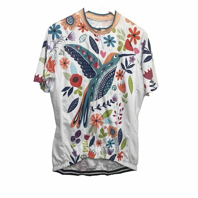NWT FRELSI Womens Cycling Jersey Size XXL Bird  Colorful Floral Full Zip