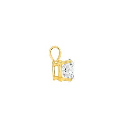 Pre-owned Shine Brite With A Diamond 1.5 Ct Round Real 14k Yellow Gold Simulate Diamond Solitaire Pendant Necklace 18 In White/colorless