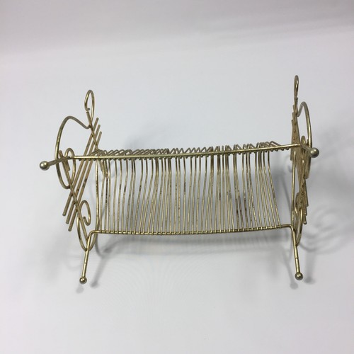 Vintage Mid Century Metal 45 RPM Vinyl Record Holder Holds 40 Records