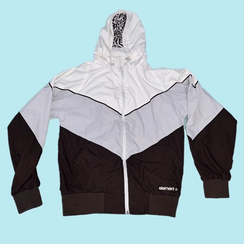 Element Mens Full Zip Lined Windbreaker Jacket Thumb Holes Drawstring Size Small