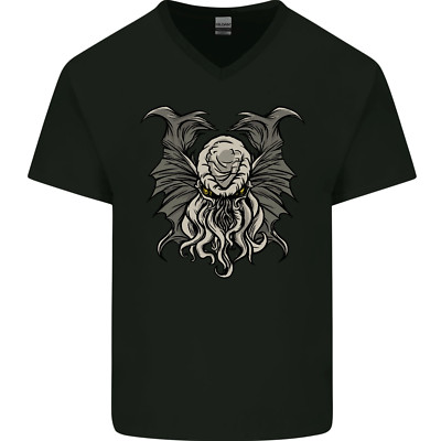 Cthulhu Entity Kraken Mens V-Neck Cotton T-Shirt