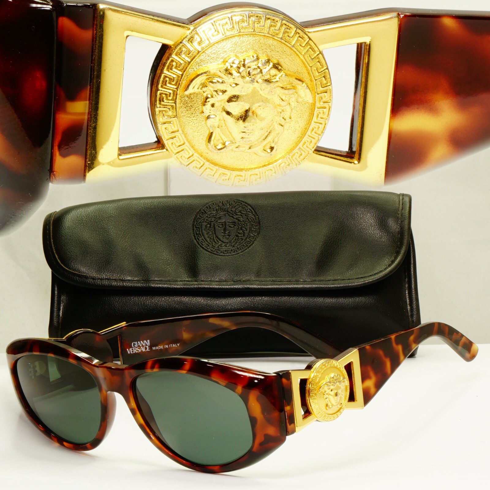 VERSACE ヴェルサーチ サングラス 424 ビギー biggie 90's Gianni Versace Sunglasses 1996 Vintage Brown Gold Medusa 424