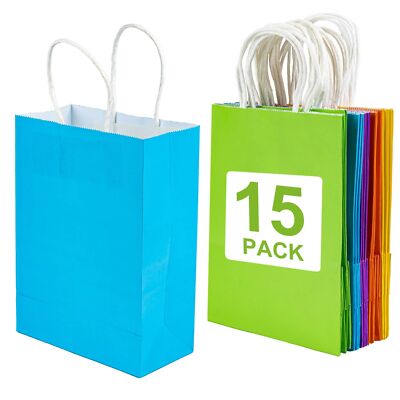 MAQIHAN Gift Bags With Handles - 15PCS Gift Bags Bulk Paper Gift Bag Paper Gi...