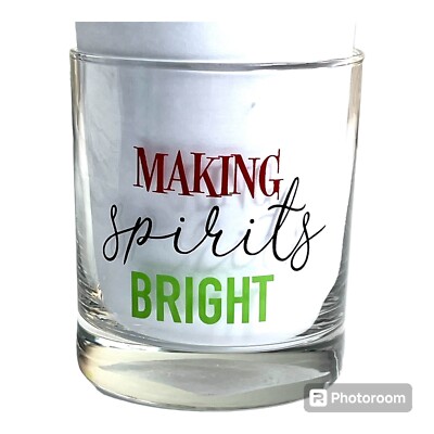 4 Greenbrier Making Spirits Bright Whiskey Water  Glass Man Cave Party Christmas