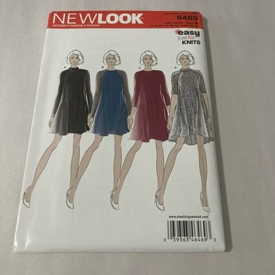 New Look 6469 Easy Dress Pattern Women's  Sizes 8-20 Knits Easy NEW Uncut