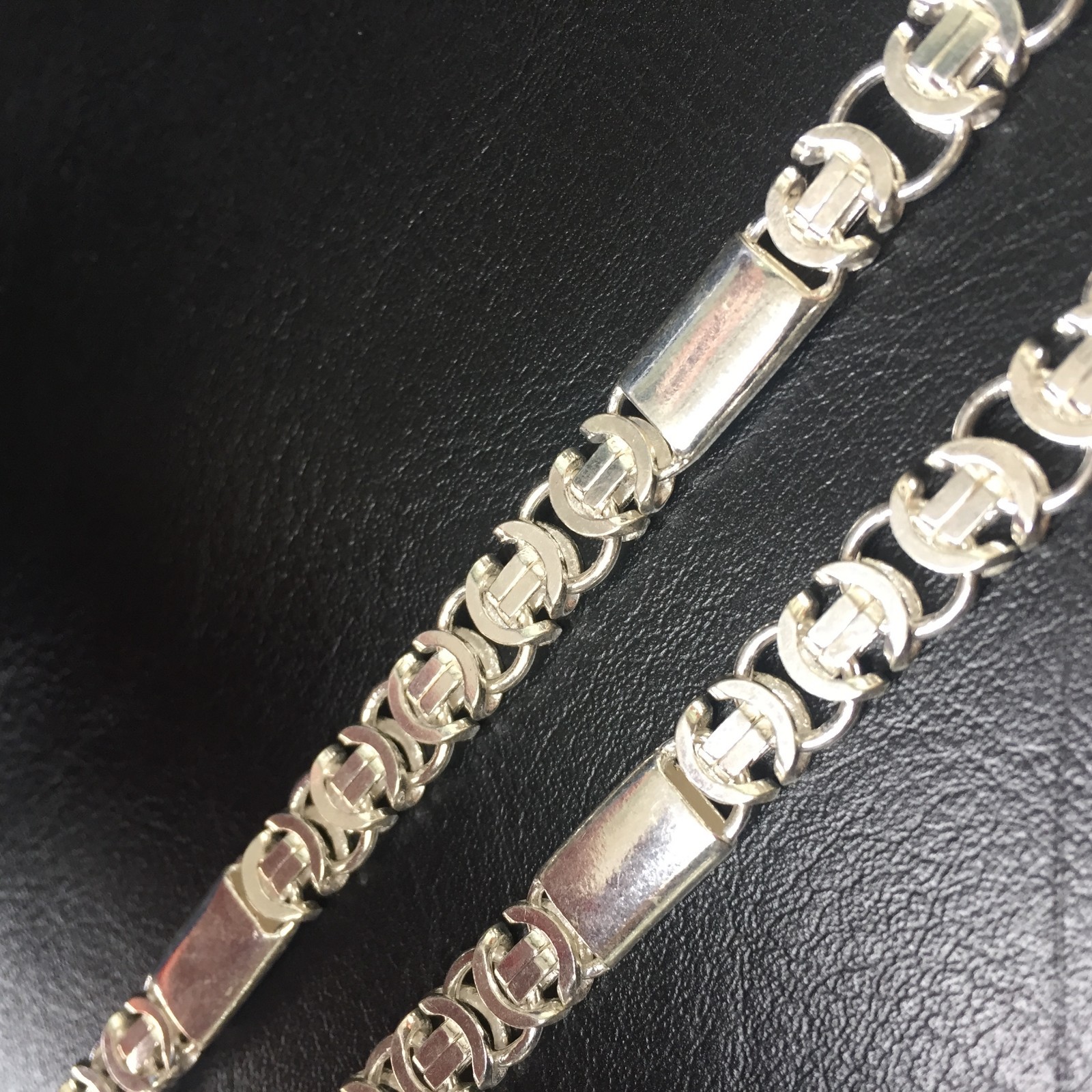 Pre-owned Handmade Men Flat Byzantine King Tube Chain Necklace 8mm 925 Sterling Silver 24 Inch 65gr