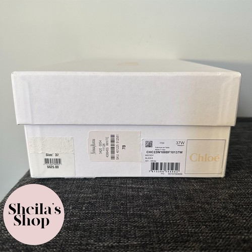 Pre-owned Chloé Chloe Woody Logo-embroidered White Leather Slide Sandals Size 37