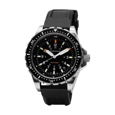Pre-owned Marathon 46mm Jumbo Diver's Quartz (jsar) 316l Stainless Steel Wristwatch Made I