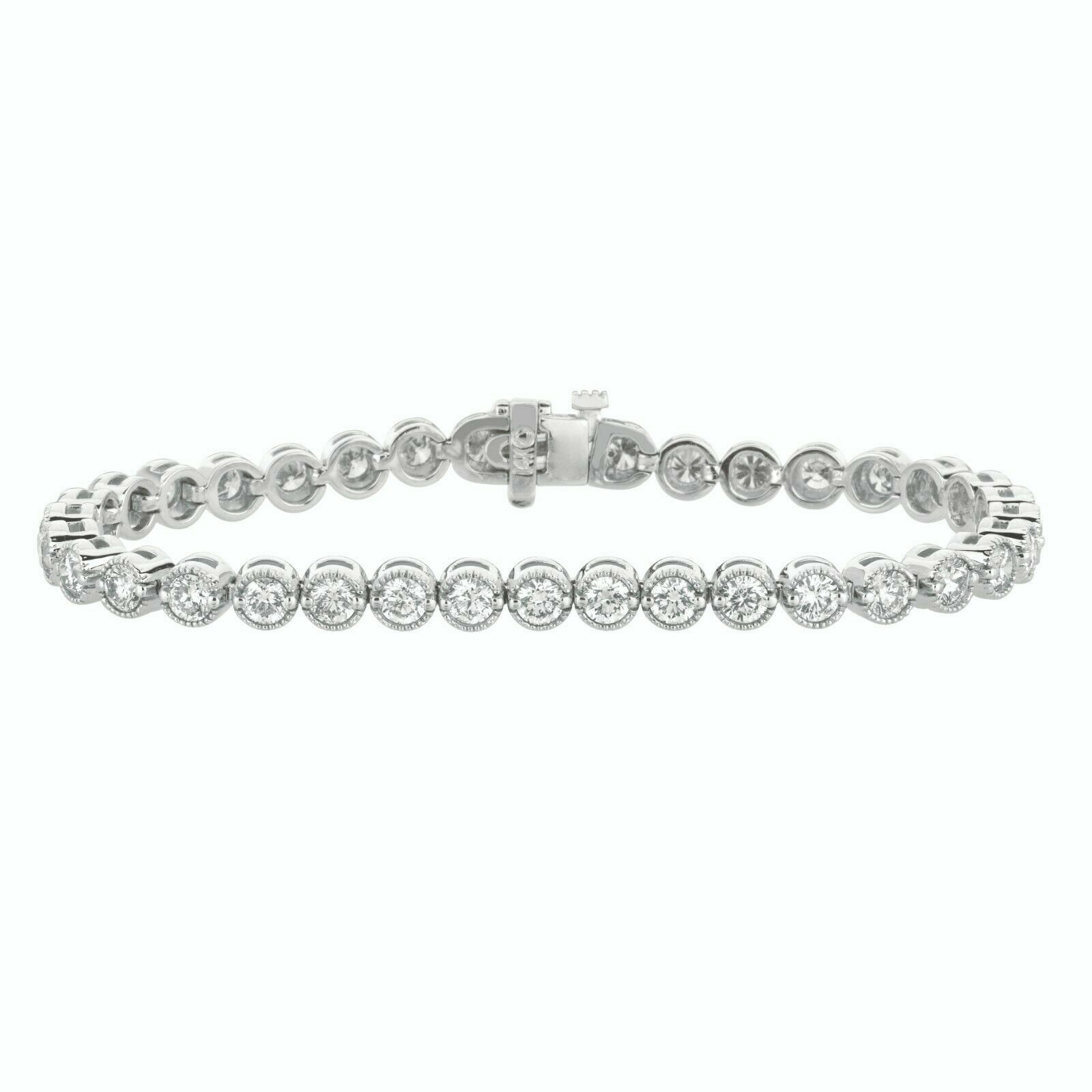 Pre-owned Morris 5.05 Ct Natural Diamond Bracelet Si 14k White Gold 7''