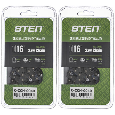Full Chisel Chainsaw Chain 16 Inch .050 3/8 LP 55DL for Stihl Poulan 2 Pack