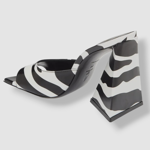 Pre-owned Attico $820 The  Women's Black Devon Stripe Slide Sandal Shoes Size Eu 38/us 8