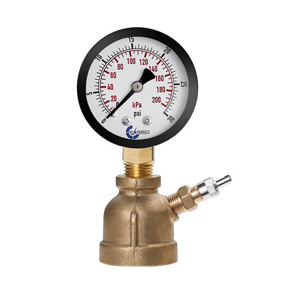 Gas Test Pressure Gauge 30 Pound, 30 PSI/200 kPa 3/4  FNPT Brass Bell Shape Body