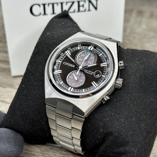 Pre-owned Citizen New✅titanium✅  Eco-drive Brycen Chronograph Silver Men's Watch Ca7090-52e
