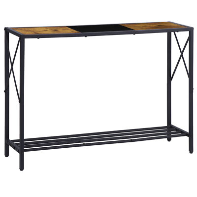 Narrow Console Table 42'' Couch Table Industrial Hallway Table Rustic Brown Black