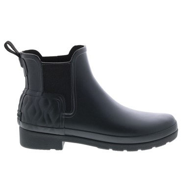 Женские черные резиновые сапоги Hunter Refined Rain Boots Вертикальные стеганые сапоги