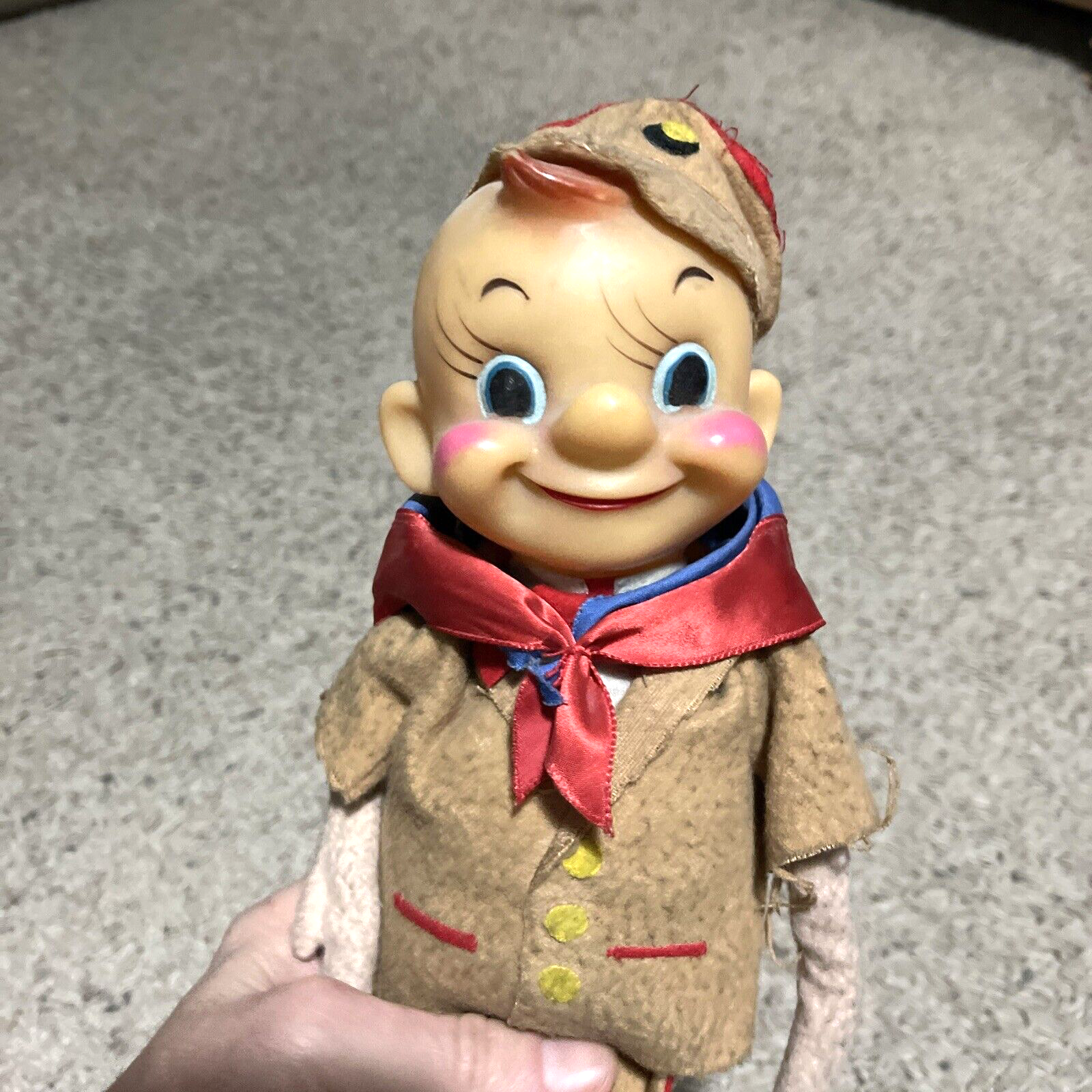 Vintage Boy Scout Doll About 13”Inches rubber vinyl head cloth body Hand Made