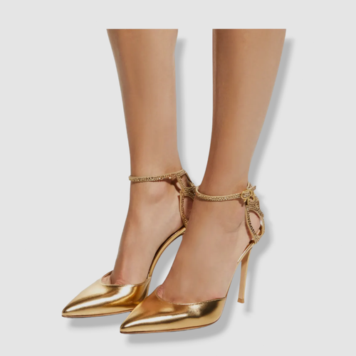 Pre-owned Gianvito Rossi $1595  Women Gold Metallic Crystal Ankle-strap Pump Shoes 38/us 8