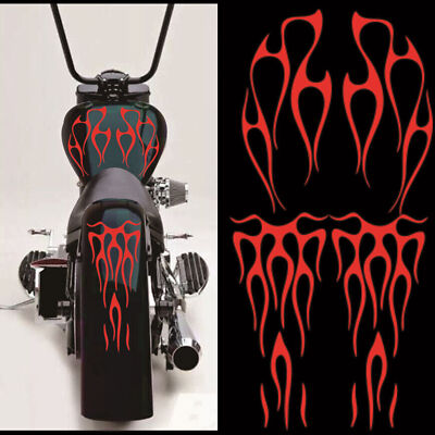 Motorcycle Flame Sticker for Gas Tank Fender Decals Vinyl Red Color Waterproof