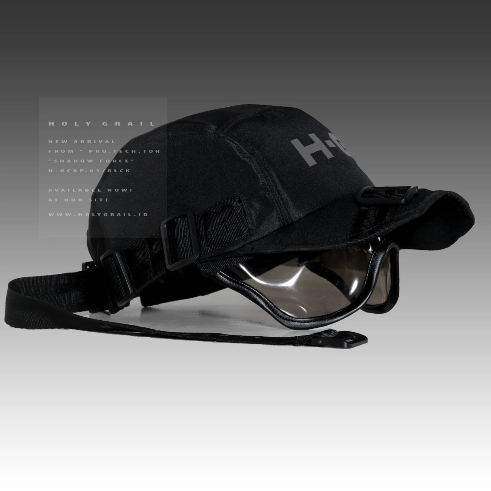 Men's Techwear Streetwear Black Cap with Strap Adjustable Men's Techwear Streetwear Black Cap with Strap Adjustable