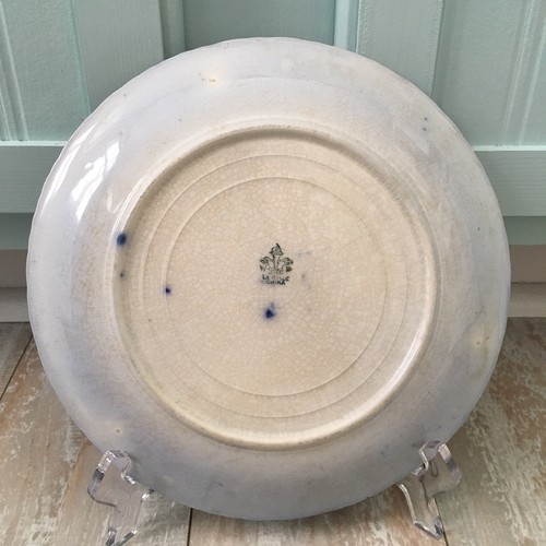 Antique Flow Blue Gold Floral La Belle China Wheeling Pottery 8.75