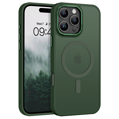 For iPhone 16/15/14/13/12/11 Pro Max MagSafe Case Shockproof Magnetic Matte Cove