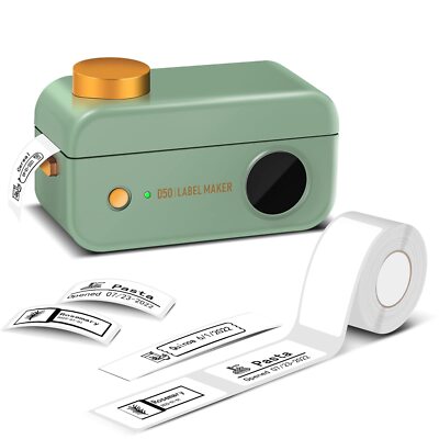 Large Label Maker Machine with Tape D50 for 3/5'' to 9/10'' tape Portable Therm...