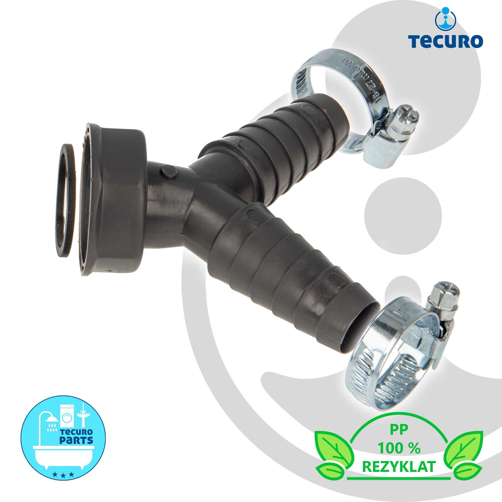 tecuro Doppel Geräteanschlusstülle 1 Zoll ÜWM x Tüllen 19-23 mm für Küchen- Spül