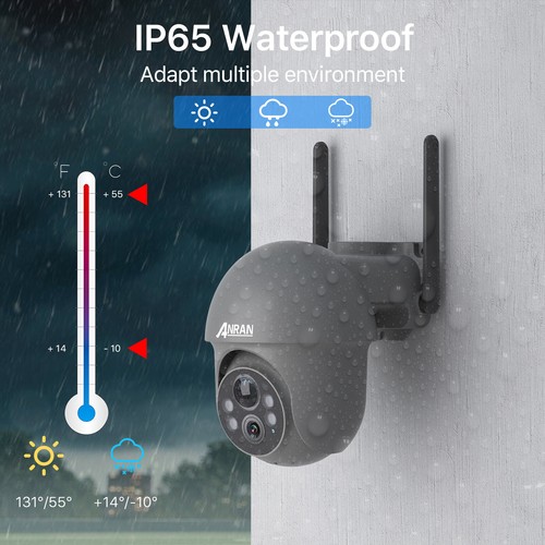 3MP WIFI Pan/Tilt Home Security Camera Outdoor Wireless Solar & Battery Powered