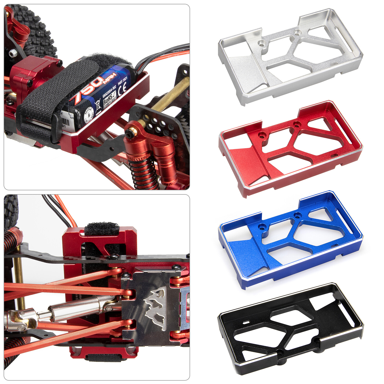 Aluminium Battery Mounting Plate Tray &Cable tie For 1/18 Tr
