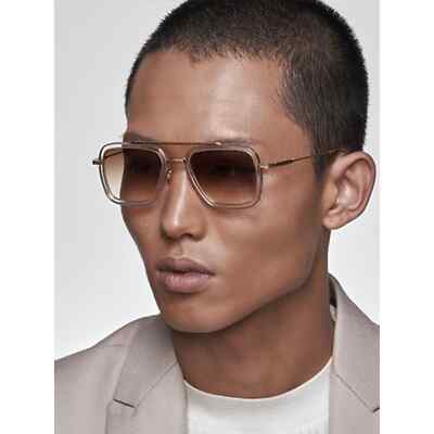 Pre-owned Dita Flight 006 7806 L Crystal Yellow Gold Brown Gradient Sunglasses Authentic