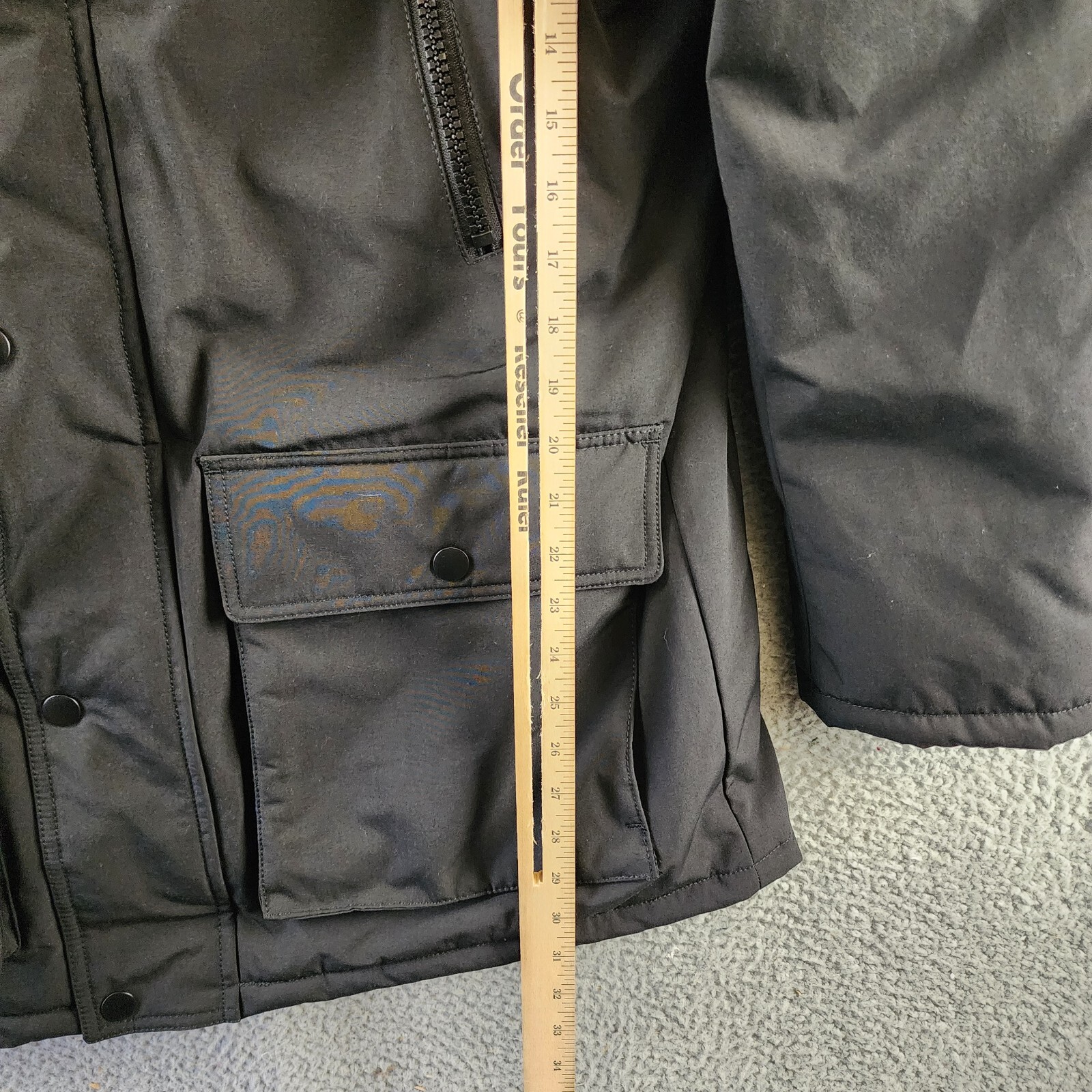 Club Room Parka with a Faux Fur-Hood Jacket Men's M Black Long Sleeve Zip/Snap - Picture 8 of 17