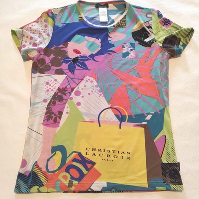 Christian Lacroix Womens T-shirt S Bust 32'' 81 cm Vintage 90s Y2K, Iconic Print