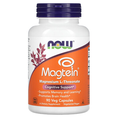 Now Foods Magtein Magnesium L-Threonate 90 Veg Capsules GMP Quality Assured,