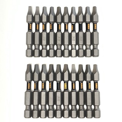 DEWALT Tough Grip 2'' SQ2 SQUARE #2 Bits Impact Ready NEW (20Pc)