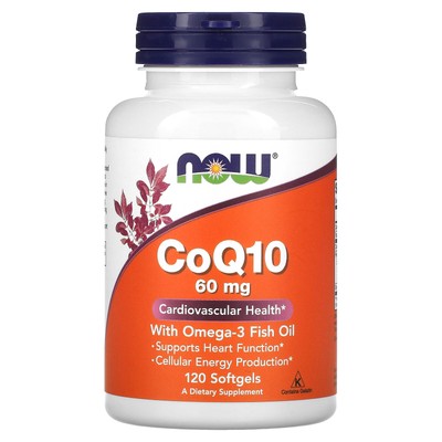 Now Foods CoQ10, 60 мг, 120 мягких капсул, гарантированное качество GMP