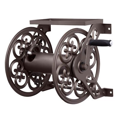 708 Steel Decorative Wall Mount Garden Hose Reel Holds 125- Feet