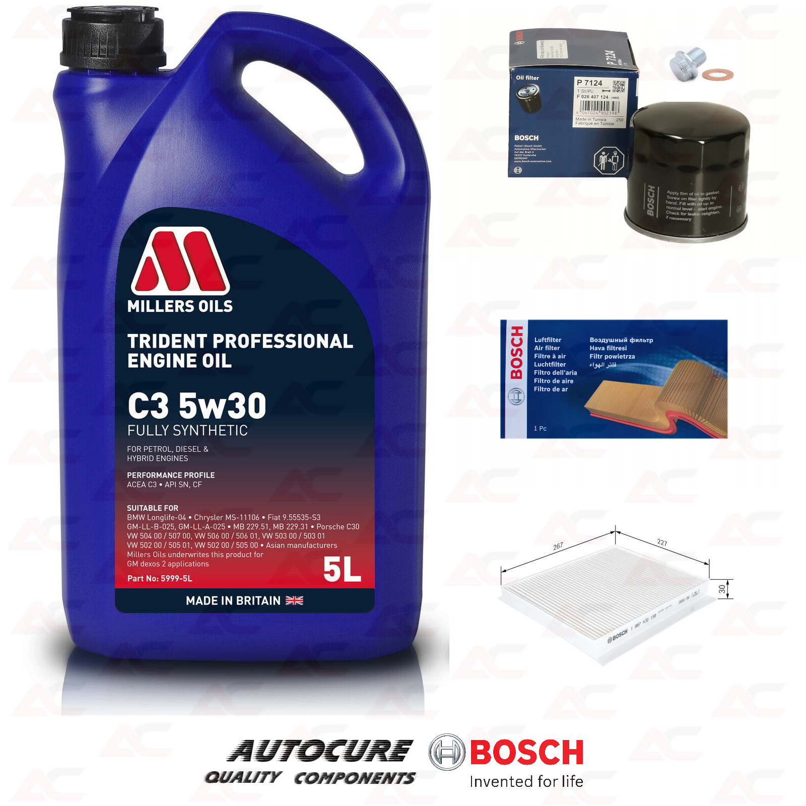 FITS HYUNDAI COUPE 2.0 (MK2) BOSCH SERVICE KIT + 5 LITRES OIL [2006 - 2009]