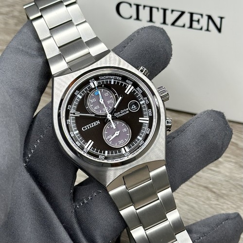 Pre-owned Citizen New✅titanium✅  Eco-drive Brycen Chronograph Silver Men's Watch Ca7090-52e
