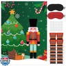 EmmgHen Christmas Pin The Hat On The Nutcracker Game Poster with 24 Pcs Stickers Blindfolds Fun Xmas Winter Holiday New Year Birthday Activities Party Favors Decorations Supplies for Family Gathering