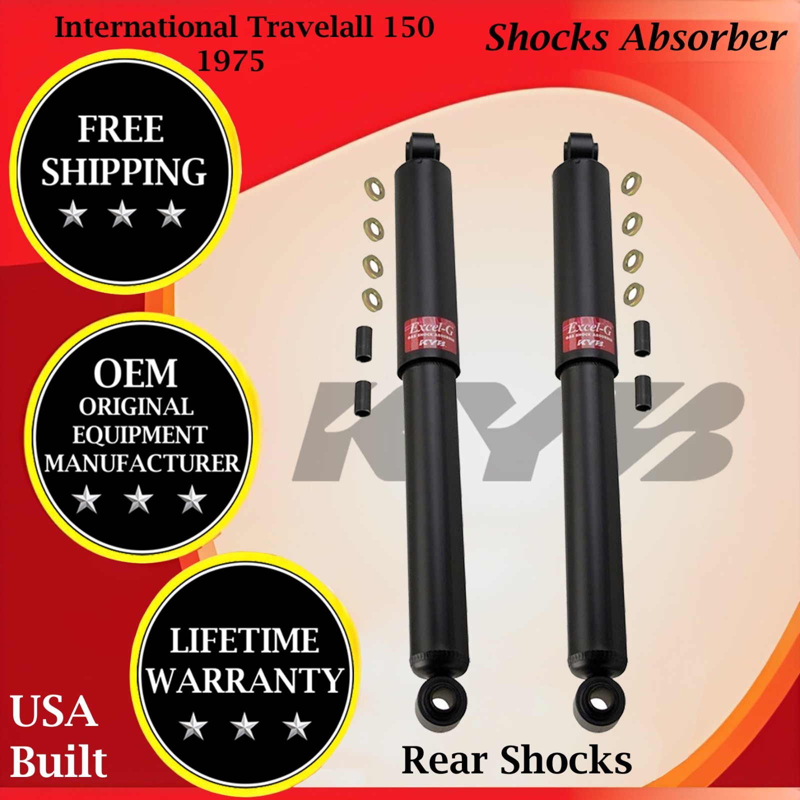 KYB OEM Rear Shocks For 1975 International Travellall 150 Lifetime Warranty