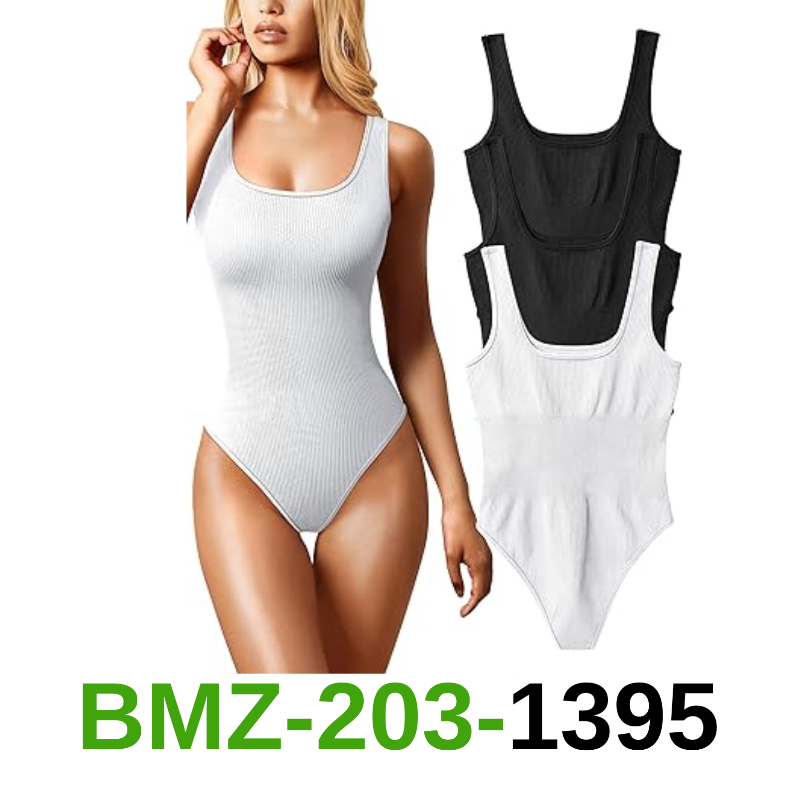 OQQ Women's 3 Piece Bodysuits Sexy Ribbed Sleeveless Square Neck Tank Tops, M