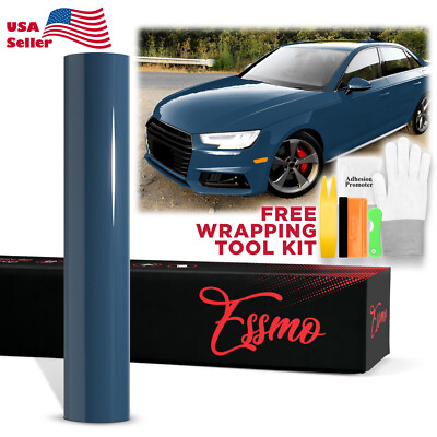 ESSMO PET Super Gloss Azure Blue Car Vehicle Vinyl Wrap Decal Sheet Like Paint