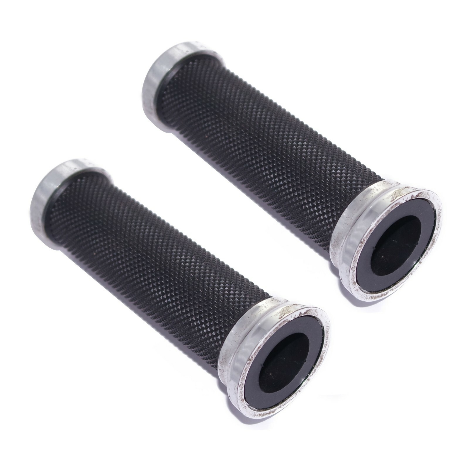 Fits Royal Enfield Cafe Racer Yamaha 7/8" Handlebar Grip Set Chrome Ends 