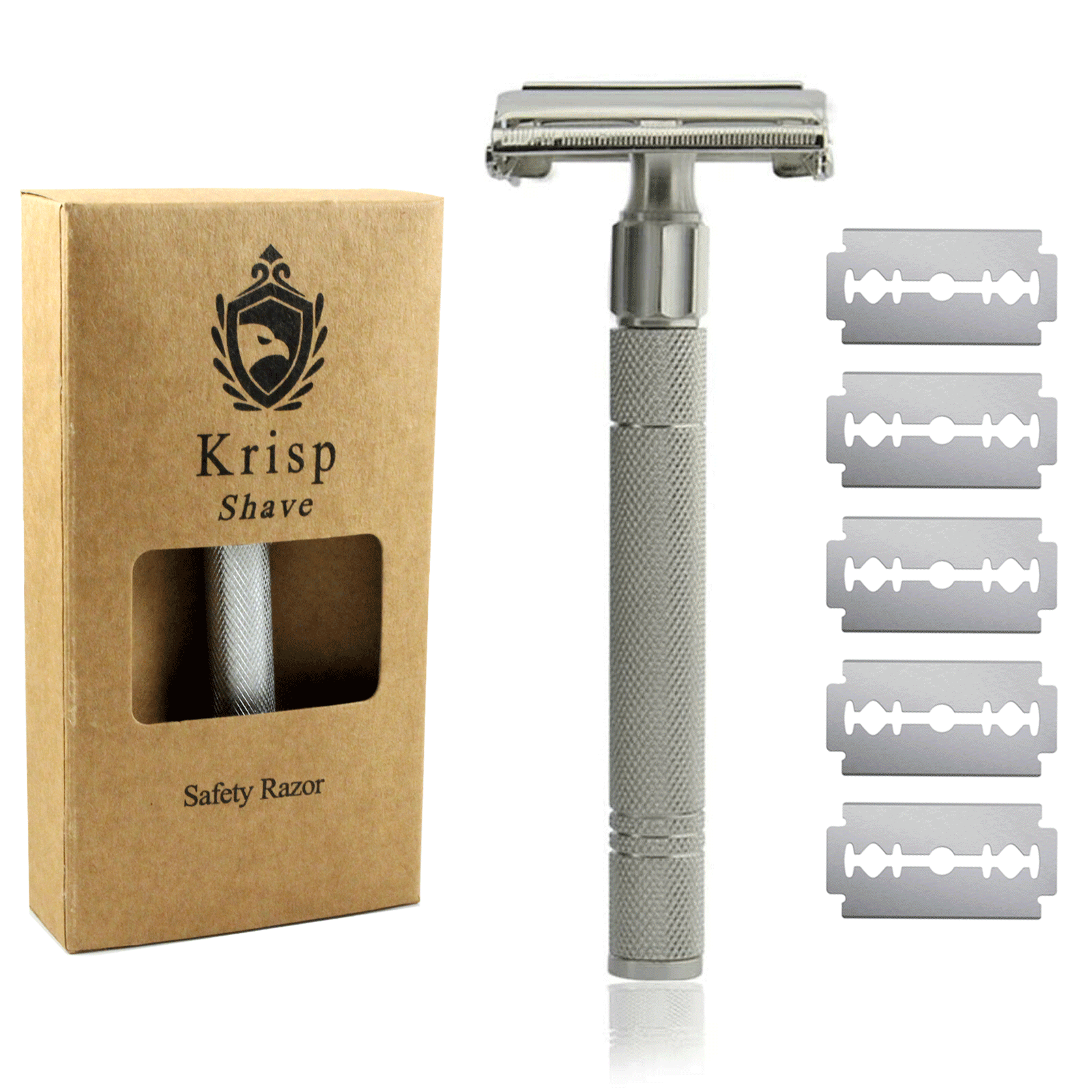 LONG DOUBLE EDGE BUTTERFLY OPEN SAFETY RAZOR FOR MEN WOMEN + 10 SHAVING BLADES