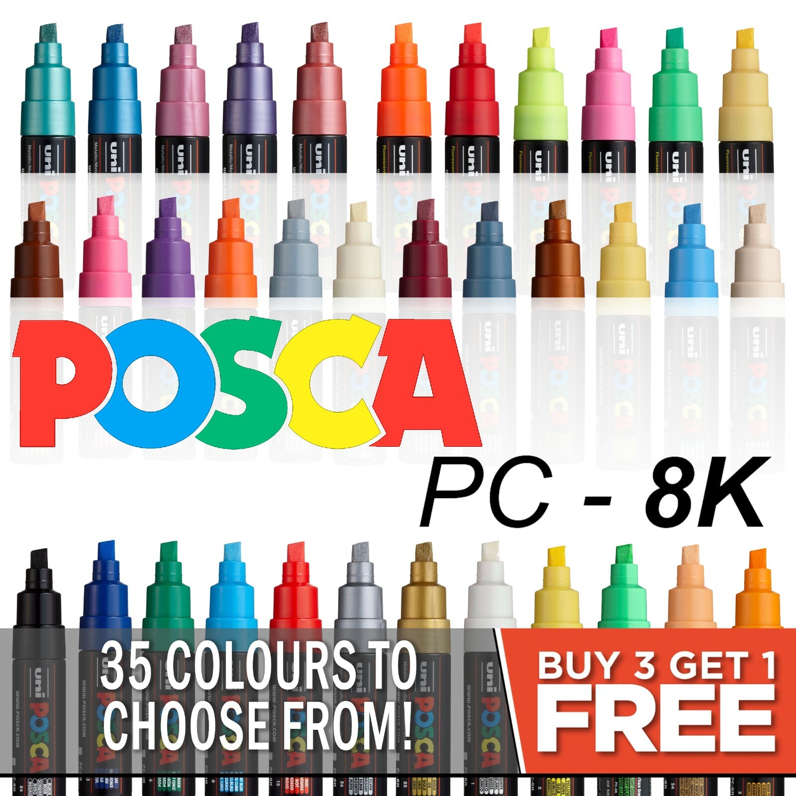 Posca Paint Marker Art Pens Waterproof Permanent Pen Car Tyre Metal Any Surface
